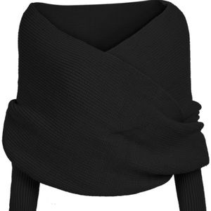 Off the shoulder wrap sweater